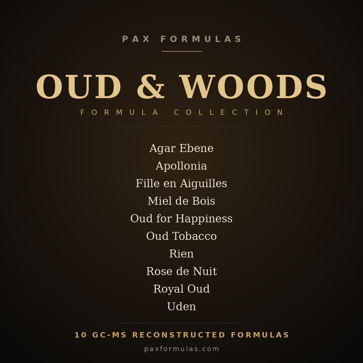 Pack 10 Oud & Oriental Formulas